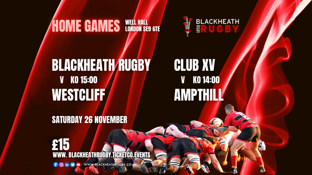 1st XV v Westcliff. Your Squad list & programme link - Blackheath Rugby