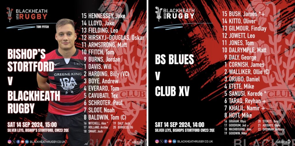 Squad details - Club v Stortford - Blackheath Rugby
